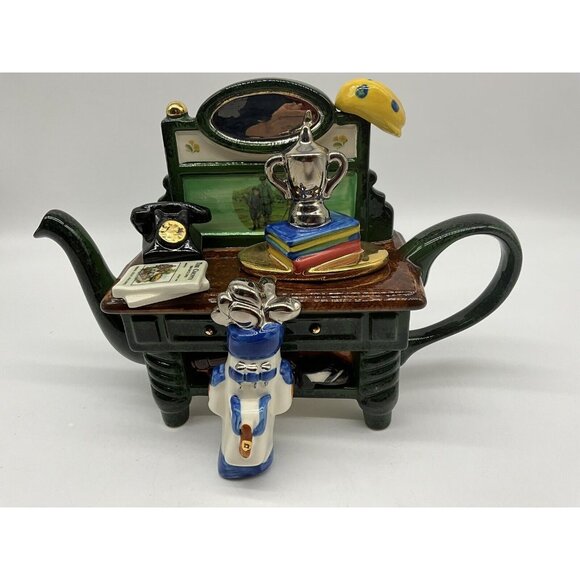 Tony Carter Golf Themed Collectible Teapot Hand Painted Home Decor Teapots READ - Picture 10 of 16